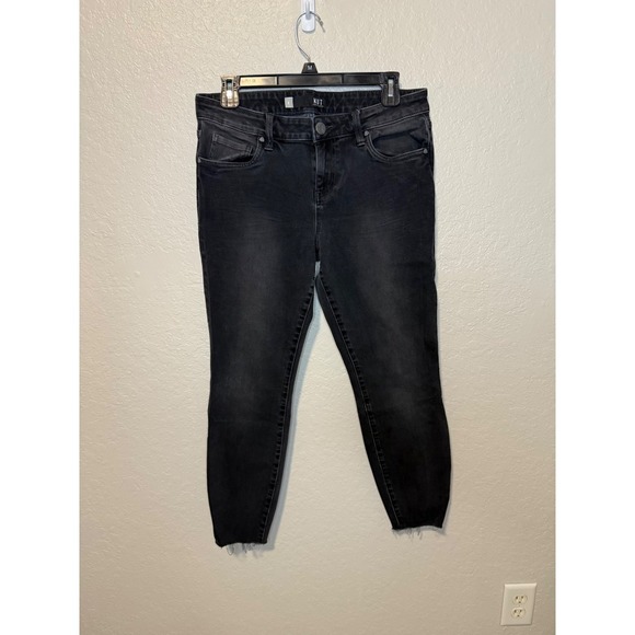 KUT from the Kloth Womens Black Wash Denim Raw Hem Crop Skinny Jeans - Picture 1 of 3